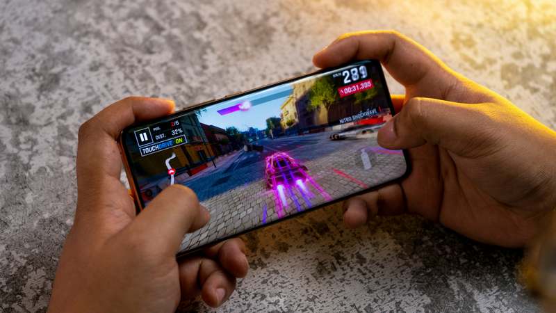Pixel-art smartphone showing a retro-style puzzle game running offline, with 'No Internet Required' badge on screen